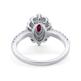 Art Deco Marquise Wedding Ring Simulated Ruby CZ 925 Sterling Silver