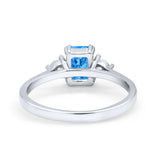 Emerald Cut Wedding Ring Simulated Blue Topaz CZ 925 Sterling Silver