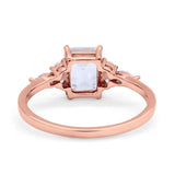 14K Rose Gold Art Deco Emerald Cut Engagement Ring Marquise & Round Simulated CZ