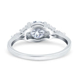 Art Deco Engagement Ring Round Simulated Cubic Zirconia 925 Sterling Silver