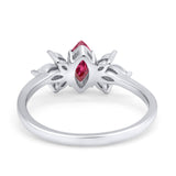 Art Deco Wedding Ring Marquise Simulated Ruby CZ 925 Sterling Silver