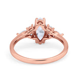 Vintage Style Wedding Ring Marquise Rose Tone, Simulated Cubic Zirconia 925 Sterling Silver