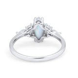 Vintage Style Wedding Ring Marquise Lab Created White Opal 925 Sterling Silver