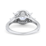 Halo Floral Wedding Ring Marquise Simulated Cubic Zirconia 925 Sterling Silver