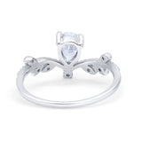 Midi V Style Teardrop Wedding Ring Pear Round Cubic Zirconia 925 Sterling Silver