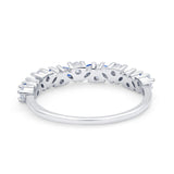 Wedding Band Eternity Ring Marquise Round Simulated Blue Sapphire CZ 925 Sterling Silver