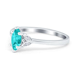 Marquise Art Deco Engagement Ring Simulated Paraiba Tourmaline CZ 925 Sterling Silver