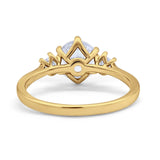 14K Yellow Gold Three Stone Wedding Engagement Bridal Ring Round Simulated CZ Size 7