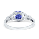 Art Deco Engagement Ring Round Tanzanite CZ 925 Sterling Silver Wholesale