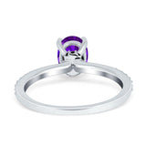 Accent Art Deco Wedding Ring Black Simulated Amethyst CZ 925 Sterling Silver