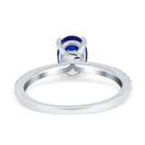Accent Art Deco Wedding Ring Simulated Blue Sapphire CZ 925 Sterling Silver