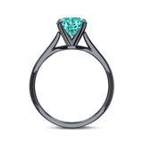 Solitaire Teardrop Black Tone, Simulated Paraiba Tourmaline CZ Wedding Ring 925 Sterling Silver Center Stone-(8mmx6mm)