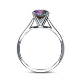 Solitaire Teardrop Simulated Rainbow CZ Wedding Ring 925 Sterling Silver Center Stone-(8mmx6mm)