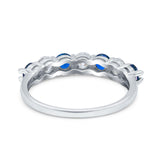 Art Deco Half Eternity Stackable Wedding Ring Simulated Blue Sapphire CZ 925 Sterling Silver