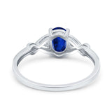 Oval Filigree Infinity Engagement Ring Simulated Blue Sapphire CZ 925 Sterling Silver