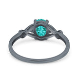 Oval Filigree Infinity Engagement Ring Black Tone, Simulated Paraiba Tourmaline CZ 925 Sterling Silver