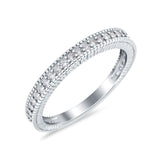 Half Eternity Band Bridal Stacking Engagement Ring Simulated CZ 925 Sterling Silver