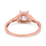 14K Rose Gold Celtic Emerald Cut Engagement Ring Simulated CZ Solid Size 7