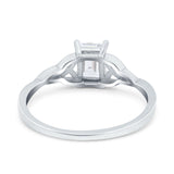 Engagement Ring Emerald Cut Simulated Cubic Zirconia Solid 925 Sterling Silver