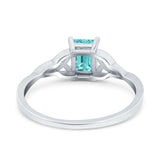 Engagement Ring Emerald Cut Simulated Paraiba Tourmaline CZ Solid 925 Sterling Silver