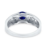 Split Celtic Engagement Ring Round Simulated Blue Sapphire CZ 925 Sterling Silver