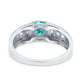 Split Celtic Engagement Ring Round Simulated Paraiba Tourmaline CZ 925 Sterling Silver