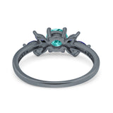 Marquise Wedding Ring Sapphire Black Tone, Simulated Paraiba Tourmaline CZ 925 Sterling Silver