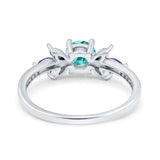 Marquise Wedding Ring Blue Sapphire Simulated Paraiba Tourmaline CZ 925 Sterling Silver