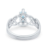 Art Deco Crisscross Wedding Ring Marquise Simulated Aquamarine CZ 925 Sterling Silver