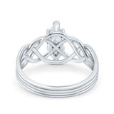 Art Deco Crisscross Wedding Ring Marquise Simulated Cubic Zirconia 925 Sterling Silver