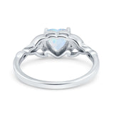 Heart Celtic Wedding Promise Ring Lab Created White Opal 925 Sterling Silver