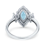 Marquise Vintage Wedding Ring Simulated Aquamarine CZ 925 Sterling Silver