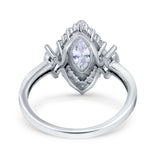 Marquise Vintage Wedding Ring Simulated Cubic Zirconia 925 Sterling Silver