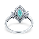 Marquise Vintage Wedding Ring Simulated Paraiba Tourmaline CZ 925 Sterling Silver