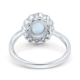 Vintage Floral Engagement Ring Oval Lab Created White Opal 925 Sterling Silver