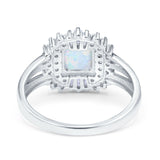 Cushion Cut Art Deco Wedding Ring Lab Created White Opal 925 Sterling Silver