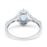Oval Engagement Ring Accent Vintage Lab Created White Opal 925 Sterling Silver