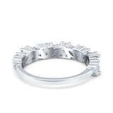 Art Deco Eternity Marquise Wedding Band Ring Simulated Cubic Zirconia 925 Sterling Silver
