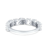 Art Deco Baguette Half Eternity Wedding Band Ring Simulated Cubic Zirconia 925 Sterling Silver
