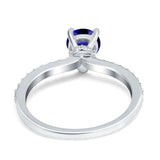 Teardrop Pear Art Deco Wedding Engagement Ring Round Simulated Blue Sapphire CZ 925 Sterling Silver