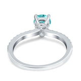 Teardrop Pear Art Deco Wedding Engagement Ring Round Simulated Paraiba Tourmaline CZ 925 Sterling Silver