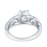 Art Deco Filigree Wedding Engagement Bridal Ring Round Simulated Cubic Zirconia 925 Sterling Silver