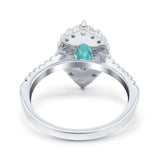Halo Marquise Art Deco Wedding Ring Simulated Paraiba Tourmaline CZ 925 Sterling Silver