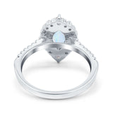 Halo Marquise Art Deco Wedding Ring Lab Created White Opal 925 Sterling Silver
