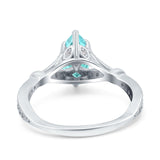 Marquise Art Deco Wedding Bridal Ring Simulated Paraiba Tourmaline CZ 925 Sterling Silver