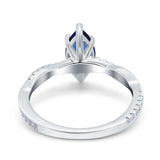 Infinity Twist Marquise Wedding Ring Simulated Blue Sapphire CZ 925 Sterling Silver