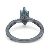 Infinity Twist Marquise Wedding Ring Black Tone, Simulated Paraiba Tourmaline CZ 925 Sterling Silver
