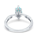 Infinity Twist Marquise Wedding Ring Simulated Paraiba Tourmaline CZ 925 Sterling Silver