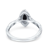 Infinity Twist Marquise Vintage Wedding Ring Simulated Black CZ 925 Sterling Silver