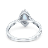 Infinity Twist Marquise Wedding Ring Lab Created White Opal 925 Sterling Silver